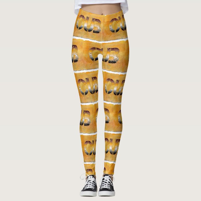 Leggings SlipperyJoe's petit ours mot orange-brun pro (Devant)