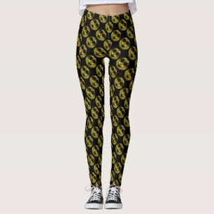 Leggings Smileys Sparkly Yellow Gold scintille motif Noir