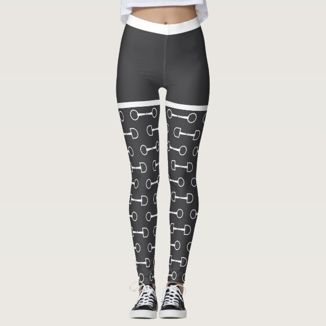 Leggings Snaffle Bits Grey et White Horse (Devant)