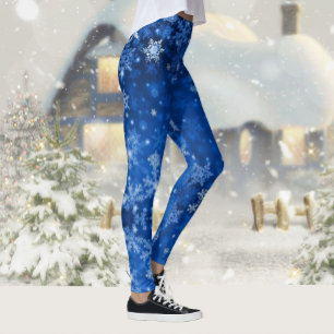 Leggings Snow Midnight Blue Sky Snowflics