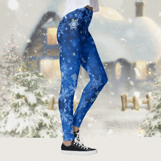 Leggings Snow Midnight Blue Sky Snowflics (Créateur téléchargé)