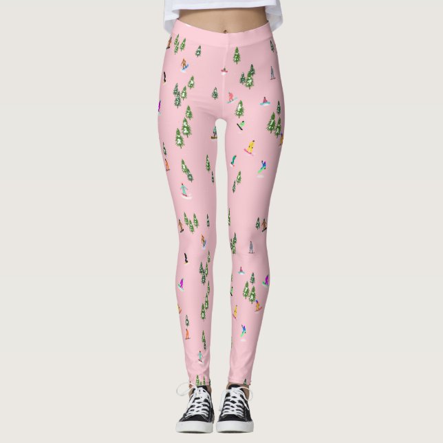 Leggings Snowboarders rose Illustration du snowboard (Devant)