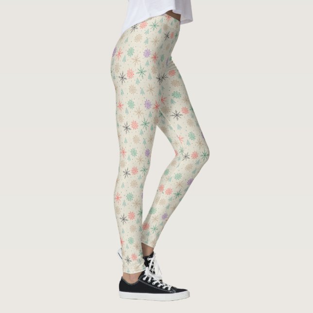 Leggings Snowflakes dessinés à la main Arbres de Noël Multi (Droite)