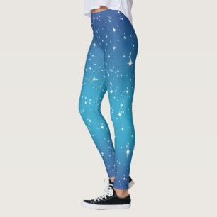 Leggings Snowflakes et Stars sur dégradé bleu pâle