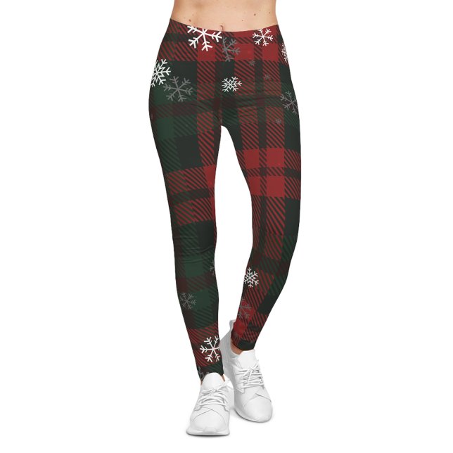 Leggings Snowflakes Plaid Noël d'hiver rustique (Plaid Snowflakes Rustic Winter Christmas Leggings)