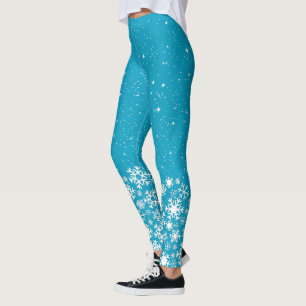 Leggings Snowflakes & Stars on Blue ou votre couleur