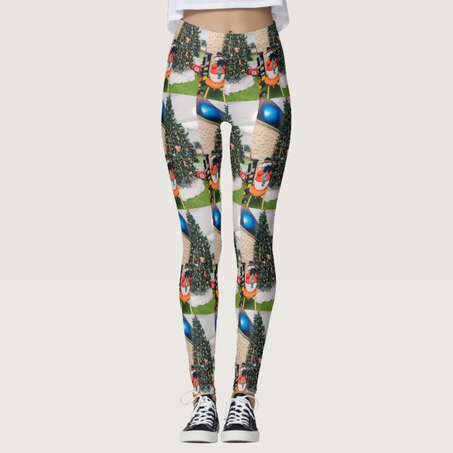 Leggings Snowman et sapin de Noël (Devant)