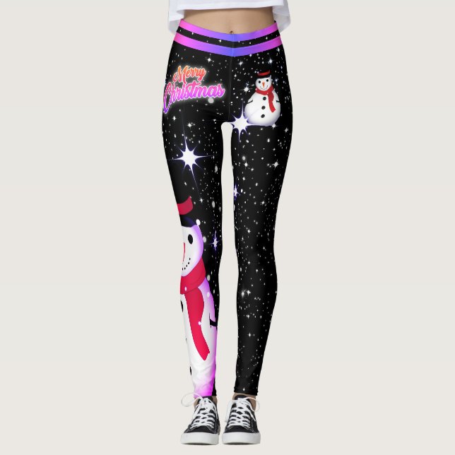 Leggings Snowman et Snowflakes sur VOTRE COULEUR Noël (Devant)