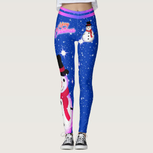 Leggings Snowman et Snowflakes sur VOTRE COULEUR Noël