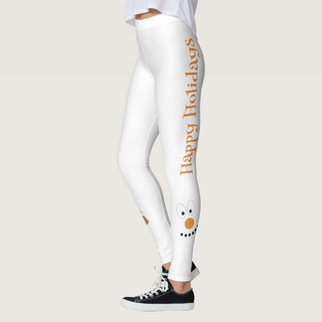 Leggings Snowman Funny Visage mignonne nouveauté Noël (Gauche)