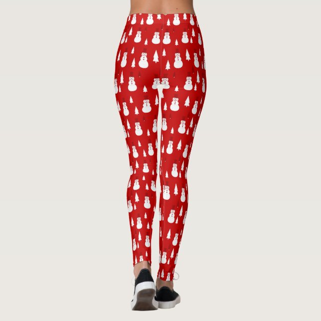 Leggings Snowmen mignons et Motif des arbres de Noël (Dos)