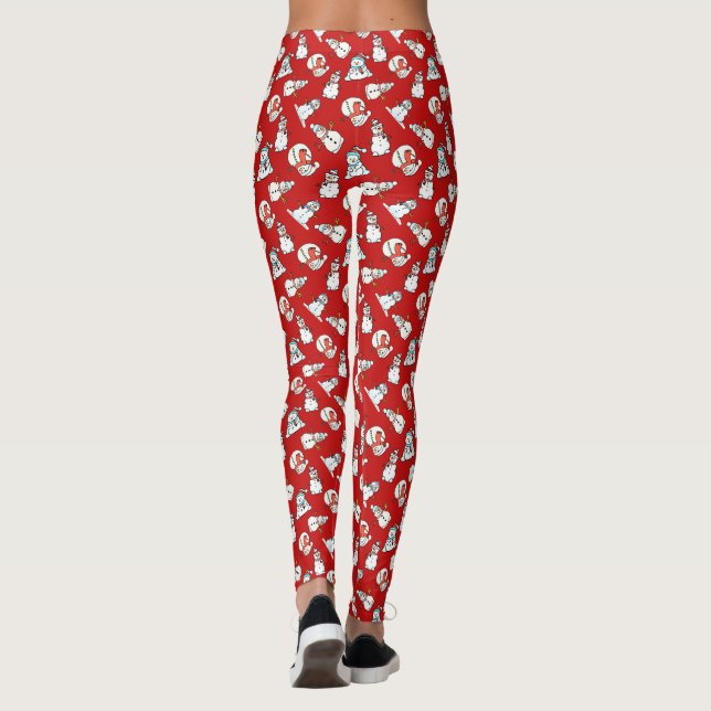 Leggings Snowmen Motif Rouge Noël (Dos)