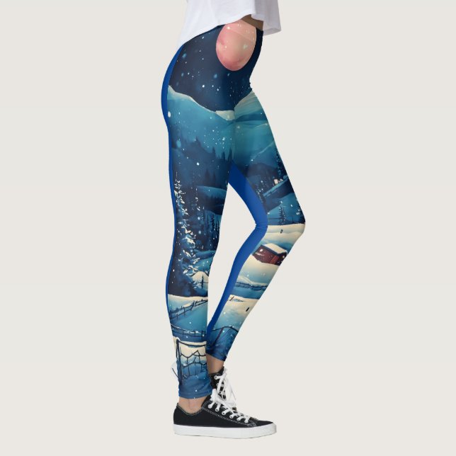 Leggings Snowy minuit scène en hiver imprimer la legue (Droite)