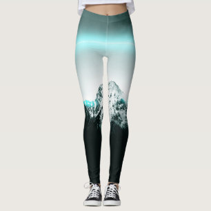 Leggings Snowy mountain mysterious blue neon light