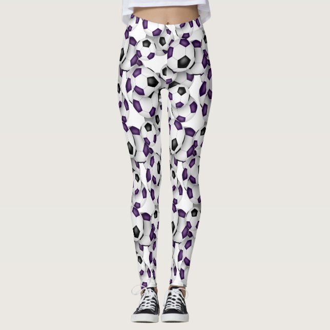 Leggings soccer balls with girls team colors purple black  (Devant)
