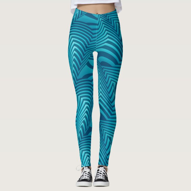 Leggings Socialite Turquoise Bleu Fou Motif (Devant)