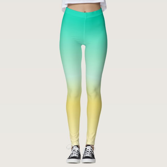 Leggings Socialite Turquoise et Jaune (Devant)