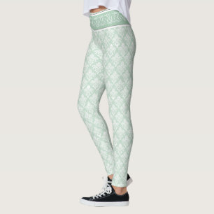 Leggings - Soft Jade Damask