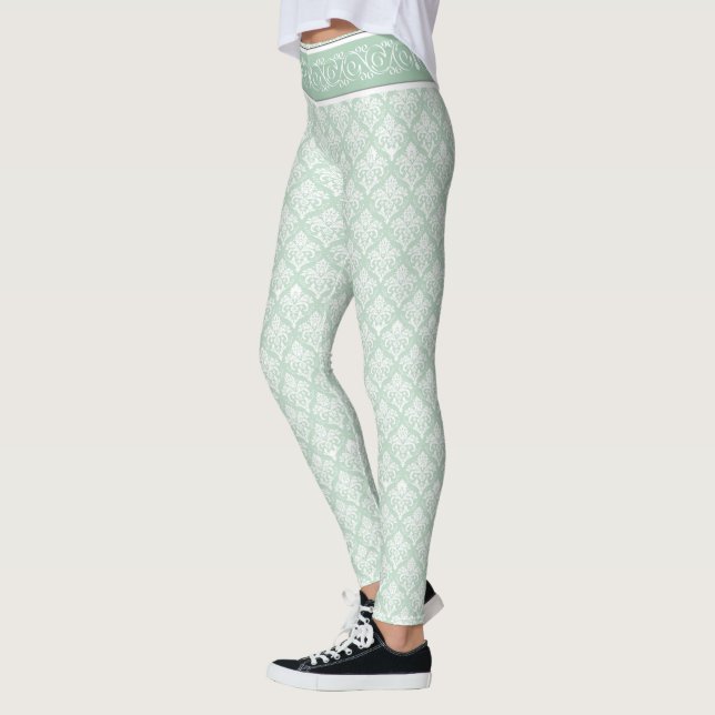 Leggings - Soft Jade Damask (Gauche)