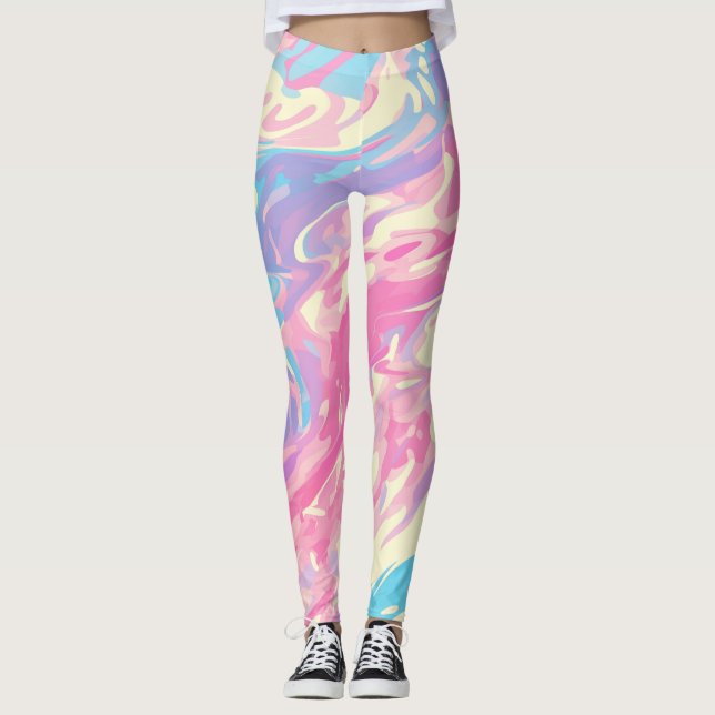 Leggings ✨ Soft Pastel Marble Design - Trendy & Smooth 🎨 (Devant)
