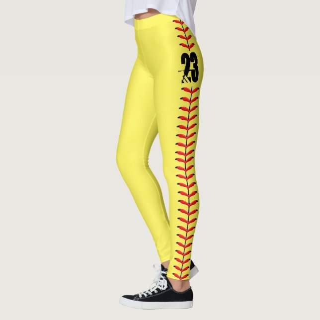 Leggings Softball Numéro personnalisé (Gauche)