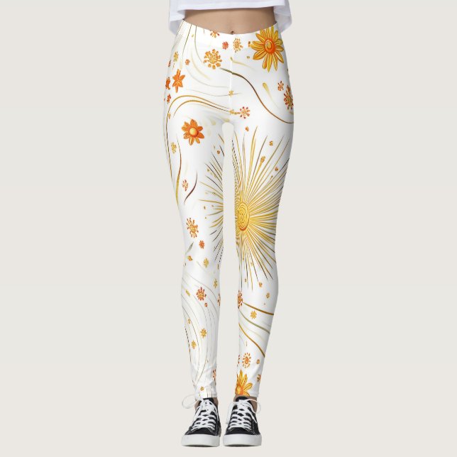 Leggings Soleil doré et rayons - avec étoile Abstraite (Devant)