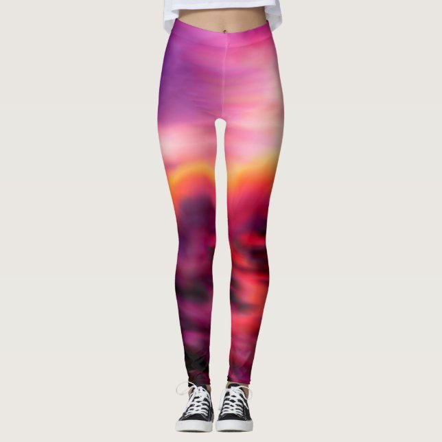 Leggings Soleil rose vif Océan Abstrait moderne (Devant)