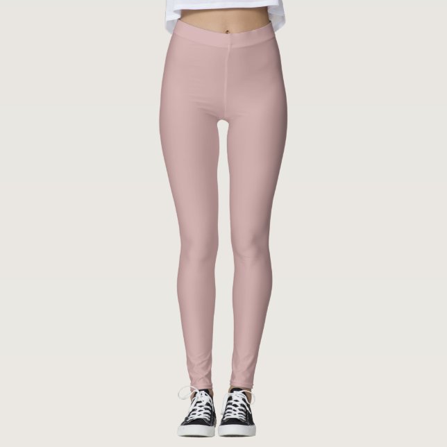 Leggings solide rose muet (Devant)