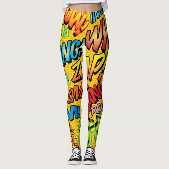 Leggings Sons de Pop Art de Bande Dessinée (Devant)