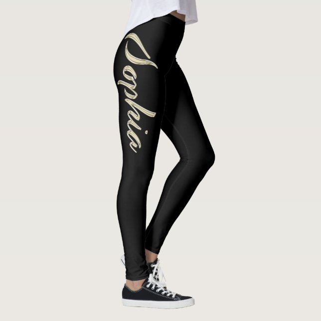 Leggings Sophia or blanc écriture Hose (Droite)