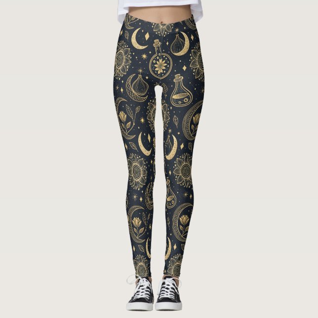 Leggings Sorcellerie Céleste Mystique - Botanique Or (2) (Devant)