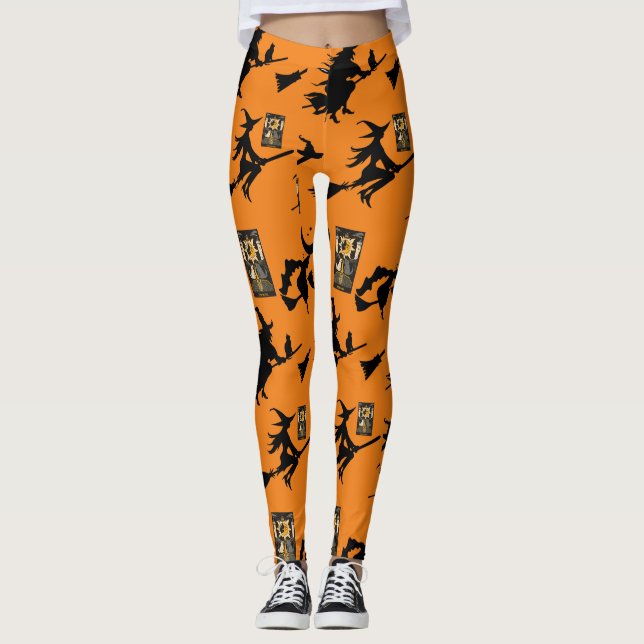 Leggings sorcière assistant chatte lune bloomstick (Devant)