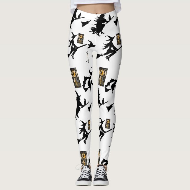 Leggings sorcière assistant chatte lune bloomstick (Devant)