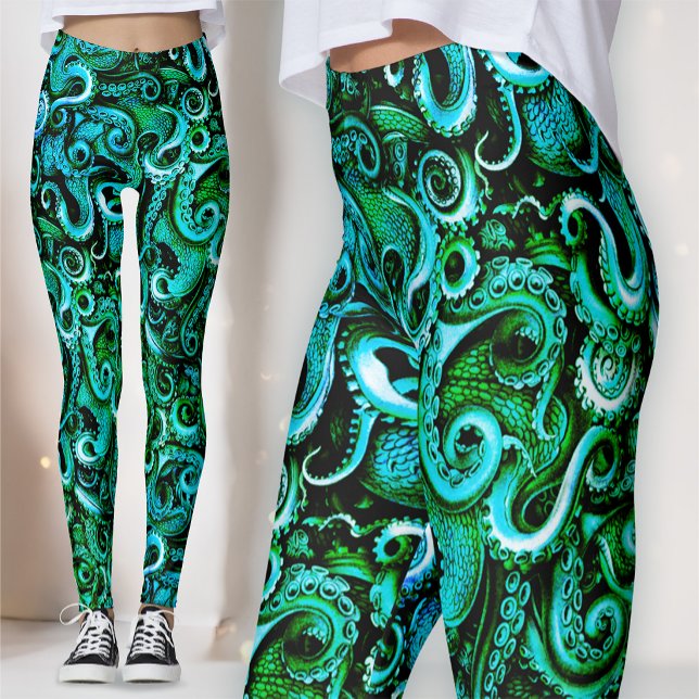 Leggings Sorcière de mer bioluminescente | Kraken sarcelle  (Créateur téléchargé)