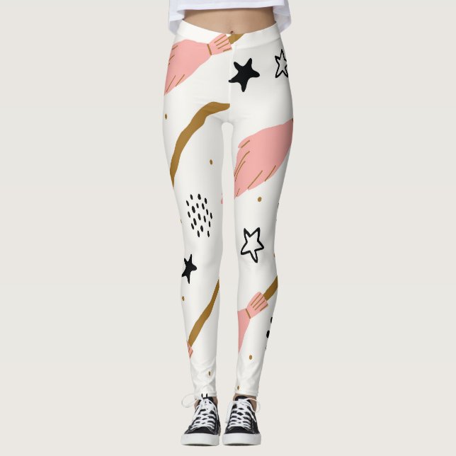 Leggings Sorcière école Motif de doodle magique (Devant)