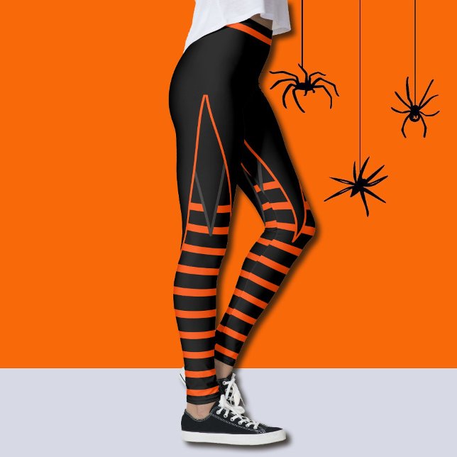 Leggings Sorcière En Jupe Faux Orange & Noir (Créateur téléchargé)