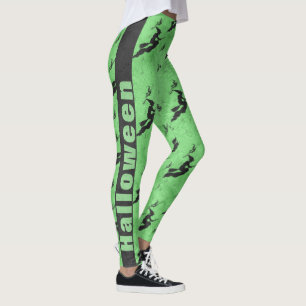 Leggings Sorcières d'Halloween noir Salles Motif vert