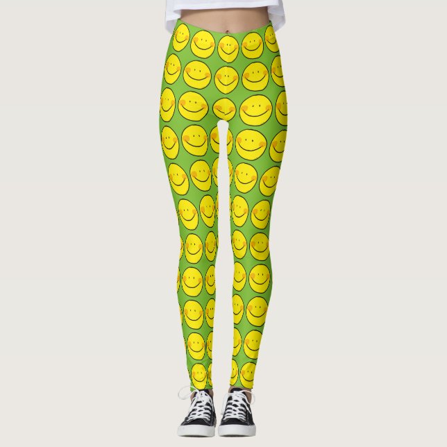 Leggings sourire jaune heureux (Devant)