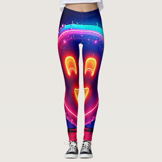 Leggings Sourire Néon : Conception de Lueur Heureuse Brilla (Devant)