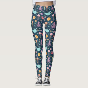 Leggings sous la baleine de poissons de poulpe d'animaux