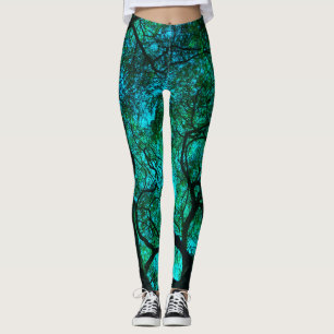 Leggings Sous l'arbre en turquoise