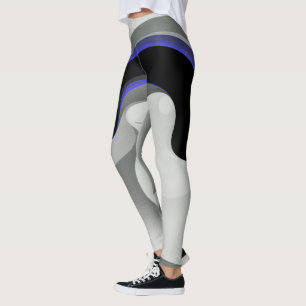 Leggings Sous le bleu : gris Abstrait, noir et bleu
