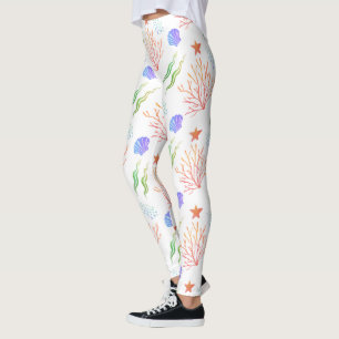 Leggings Sous le coquillage d'étoiles de corail coloré de
