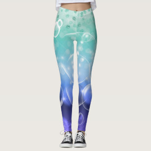 Leggings Sous les bulles de la mer Vert & Violet Océan