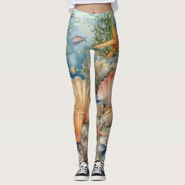 Leggings Sous les hérissons marins (Devant)