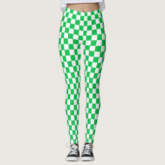 Leggings Spandex À damiers vert et blanc