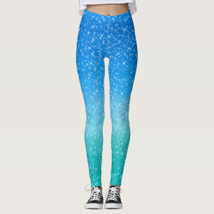 Leggings Sparkle Ombre parties scintillant bleue et verte