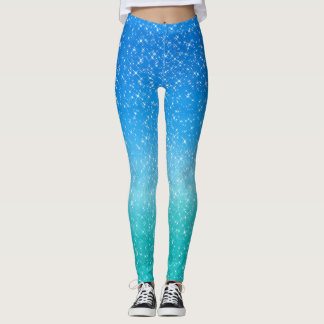 Leggings Sparkle Ombre parties scintillant bleue et verte