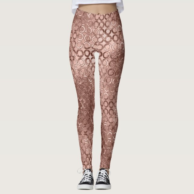 Leggings Sparkly Rose Gold Circles Rose luxe étincelant (Devant)