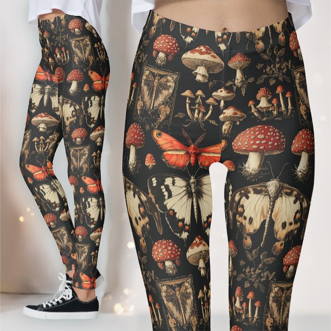 Leggings Spécimen de champignon gothique Papillon rouge de  (Créateur téléchargé)